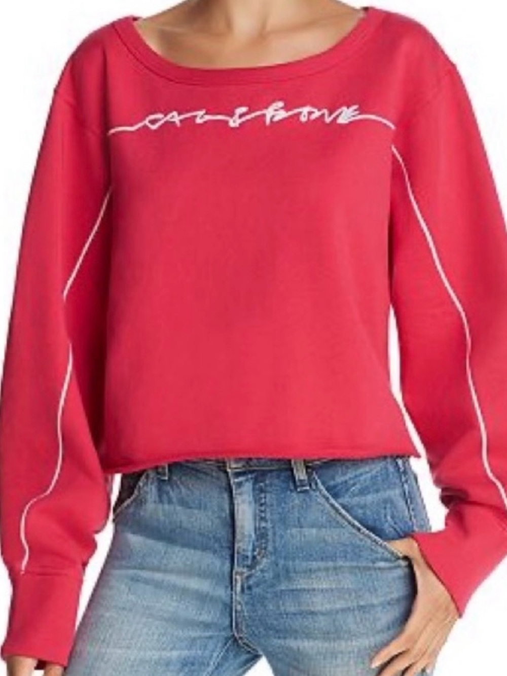 rag & bone Pink Logo Cropped Sweatshirt Pullover Size S Athleisure